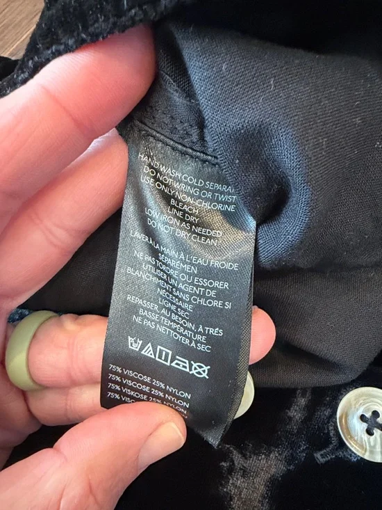 Anthropologie Crushed Velvet High-Rise Wide-Leg Black Trouser - Large - C30-035 - Picture 5 of 13